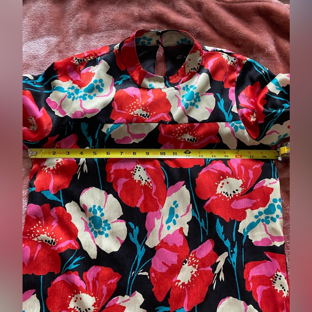 Zara Red Pink Black Dress Size Medium M - Picture 7 of 7